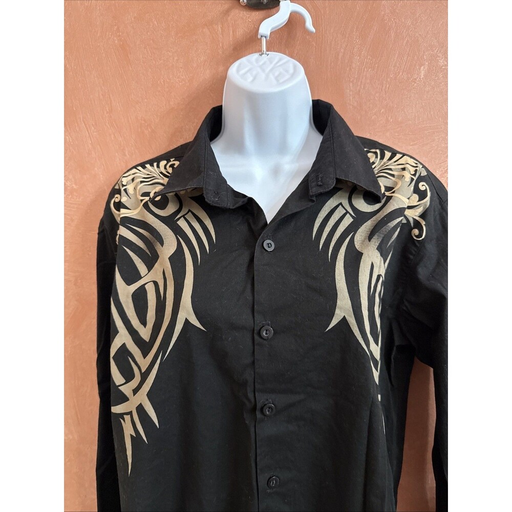 Bizzo Women’s Blouse Button Up Cross Design On Back Studs Rhinestones Size L - Picture 3 of 12